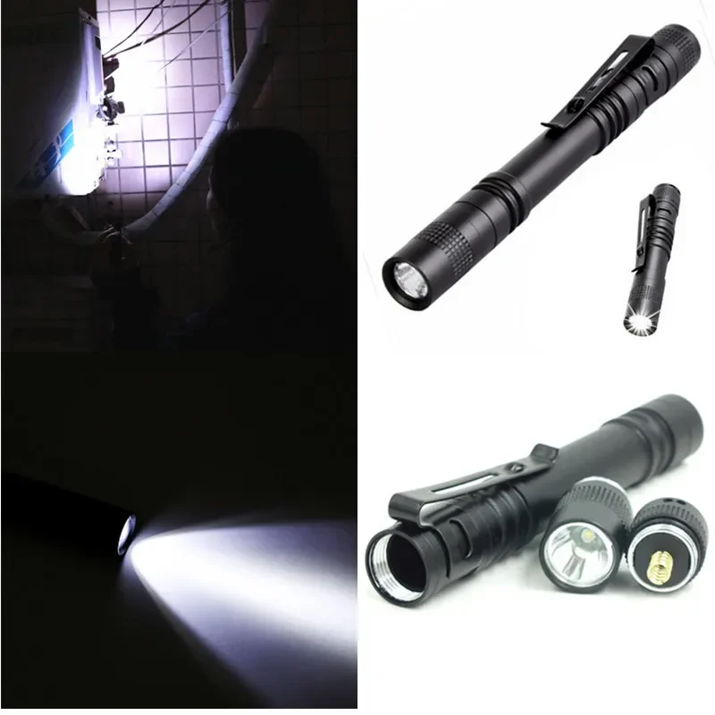 Mini LED Pen Torch Portable Penholder Led Flashlight Night Walking Lighting Car Maintenance Work Lanterna LED Torch Waterproof