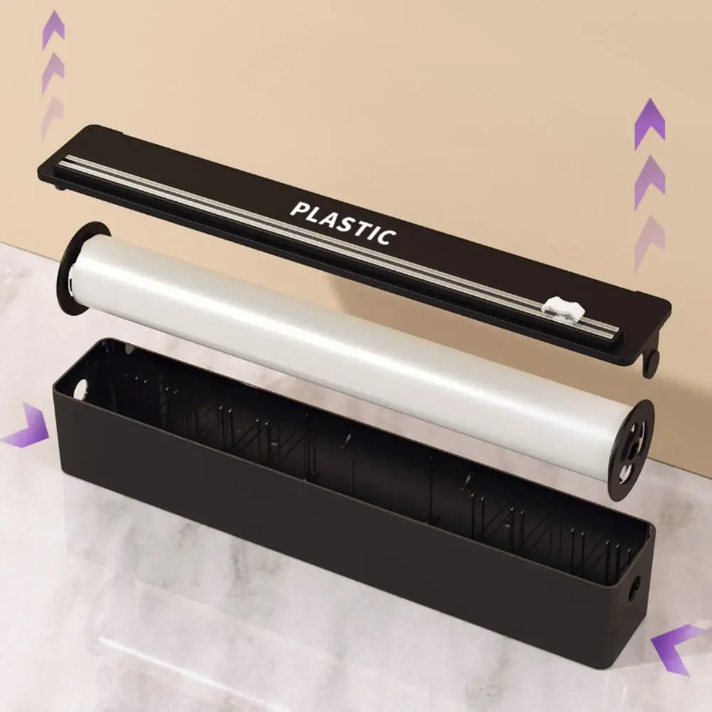 

Magnetic/Suction Cup Food Cling Film Dispenser Wall Mounted Household Kitchen Cling Film Organizer Plastic Universal