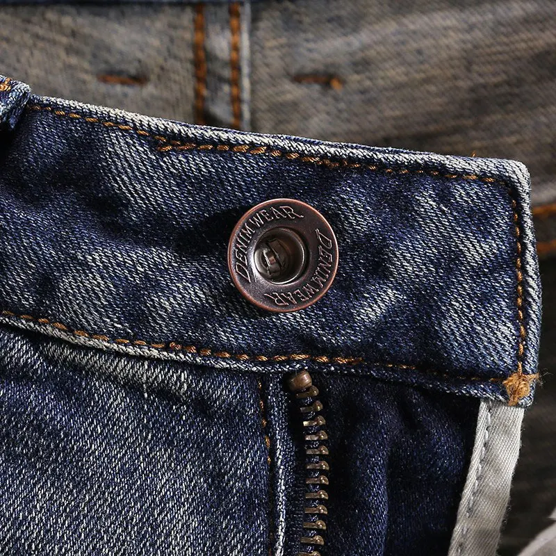 مصمم أزياء جديدة الجينز غسلها الأزرق غسلها الحنين تمتد سليم صالح الرجعية الجينز الهيب هوب الرجعية مستقيم الساق السراويل hombre #5