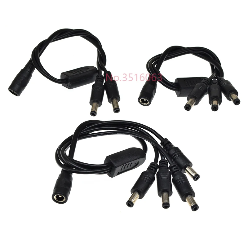 5V 12V 5.5mmX2.1mm 1 To 2/3/4/5/6/8/10/16 Way Female To Male DC Power Splitter Supply Adapter Connector Extension Cable LED CCTV