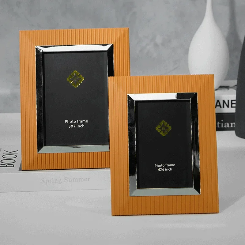 Modern Luxury Leather Photo Frame - Creative 6-Inch & 7-Inch Desktop Display for Bedroom and Home Décor  Picture Frame