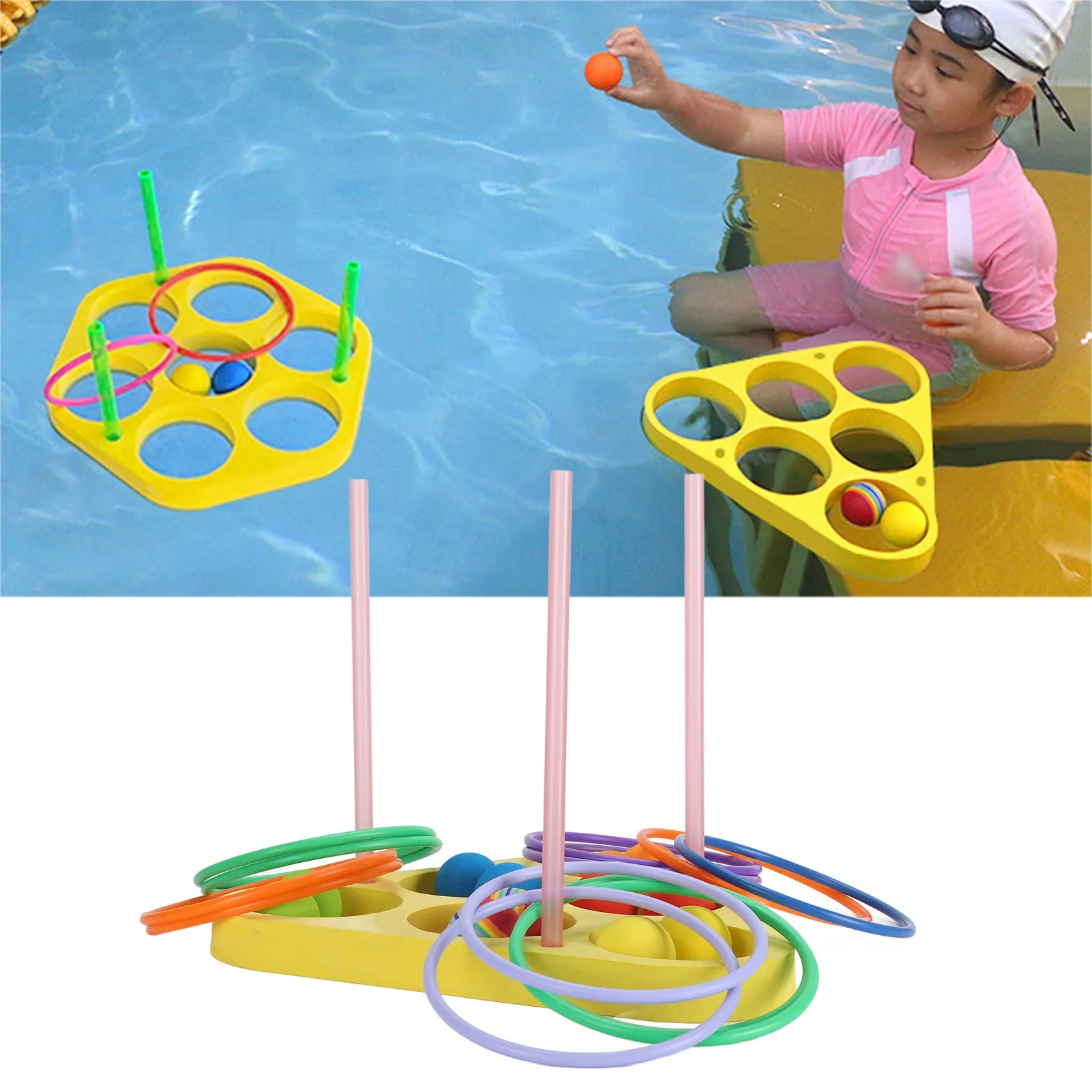 ZK40-Jeux de Piscine Flottants en Mousse, Jouets à Lancer Polyvalents, Amusants et Interactifs, Ikfor Garçons et Bol et Adultes