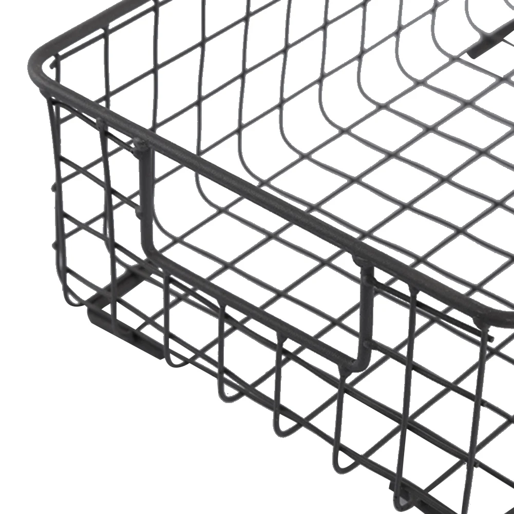 Creative Metal Wire Storage Basket with Handle Wrought Iron Sundries Container Kitchen black