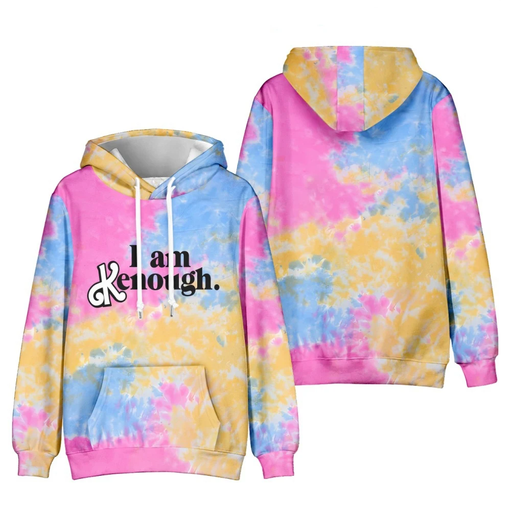 I Am Kenough Bluzy z kapturem Litera Nadruk 3D Mężczyźni Kobiety Oversized Cool Tie Dye Streetwear Pullover Bluzy Sportowe Unisex Top Odzież — zdjęcie 4