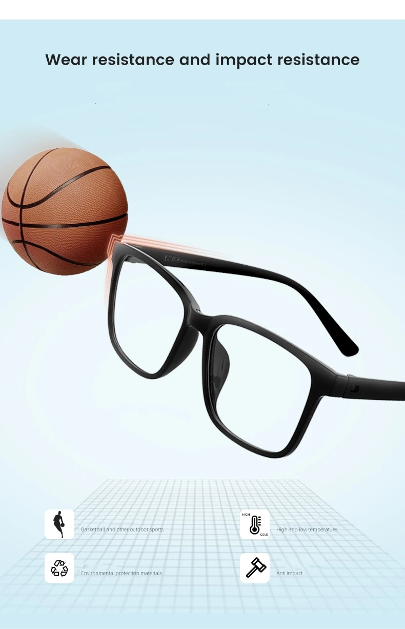 YIMARUILI Mode Ultra-licht Große Schraubenlose TR90 Brillen Frauen Platz Retro Große Gesicht Optische Brillen Rahmen Männer – Detail 10