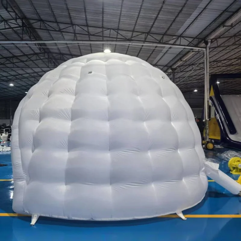 Tenda igloo gonfiabile per eventi con copertura da palco gonfiabile di colore bianco per esterni, tenda da campeggio gonfiabile