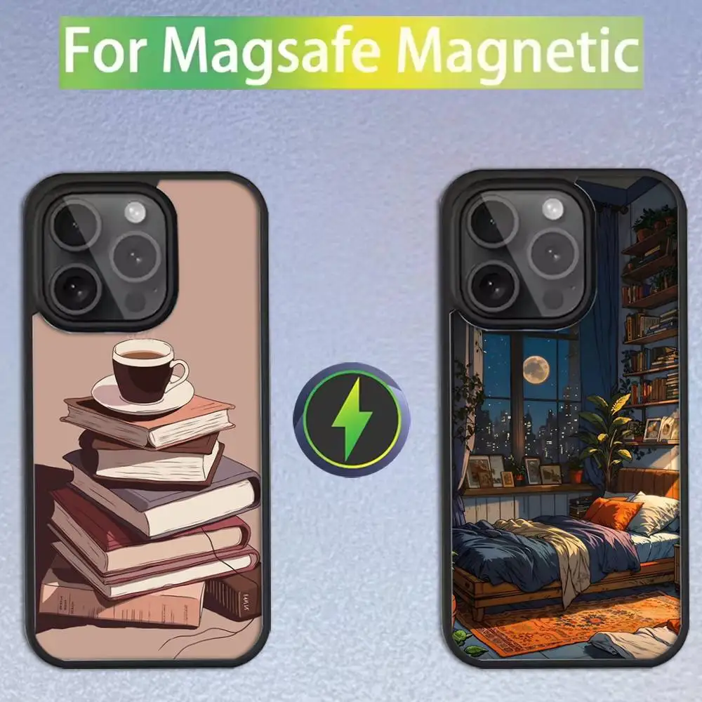 

Coffee Book illustration Phone Case For iPhone 17,16,15,14,13,12,11,Pro,Max,Plus,Mini,SE4,E For Magsafe Wireless