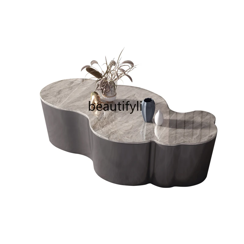 

Cloud Tea Table Italian Style Light Luxury Living Room Home Tea Table Small Apartment Shaped Stone Plate Tea Table