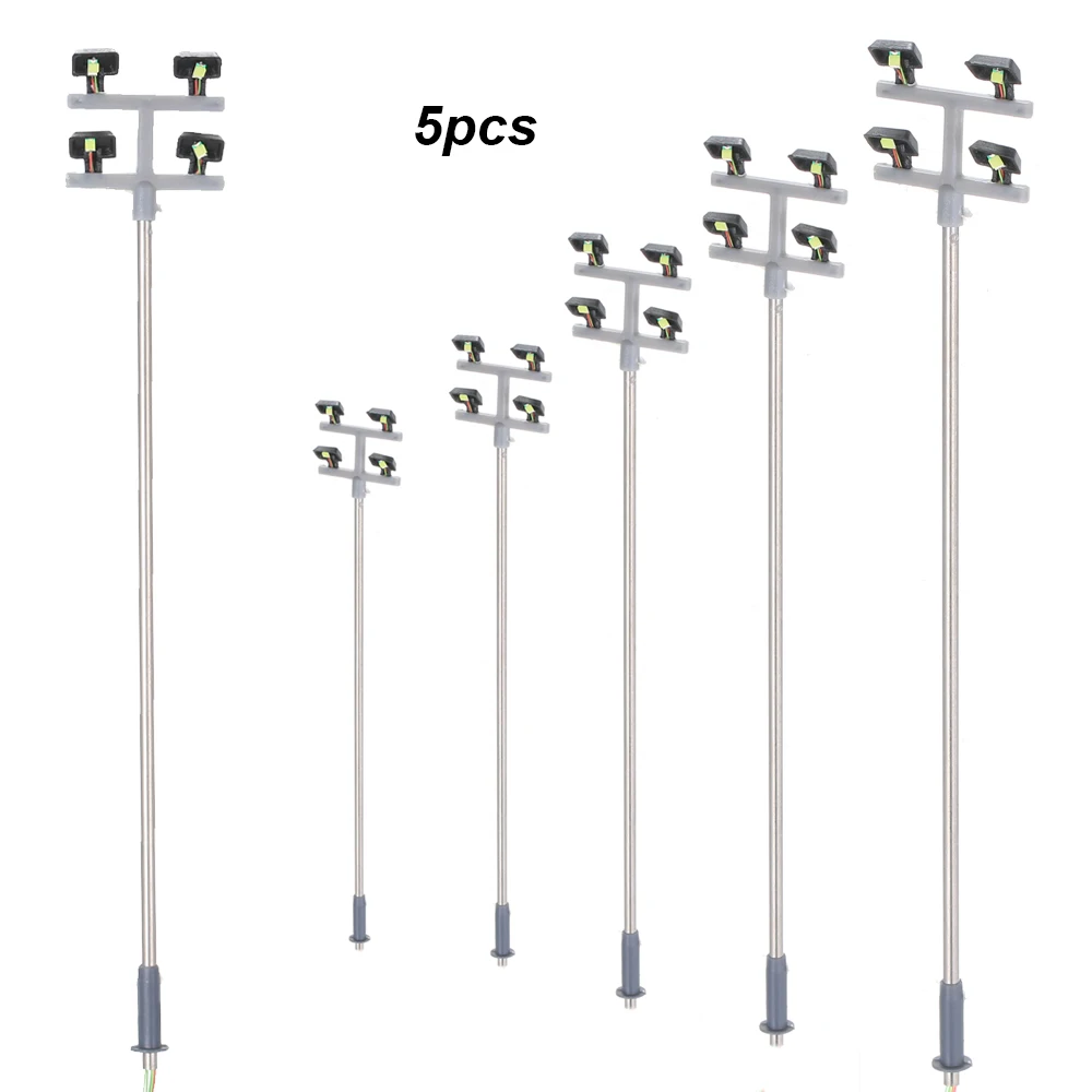 5 szt. Modelowe lampy uliczne, lampy drogowe, lampy kolejowe, lampy ogrodowe, lampy na plac zabaw, sceneria, oświetlenie LED, skala 1:100, 115 mm
