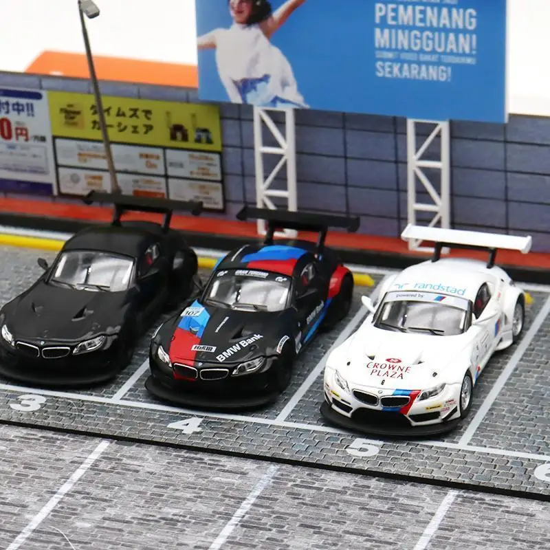 [Plastic Chassis] Maxwell and 1/64 BMW Z4 GT3 Pull Up Edition Sports Car Simulation Alloy Car Model Collection Ornament