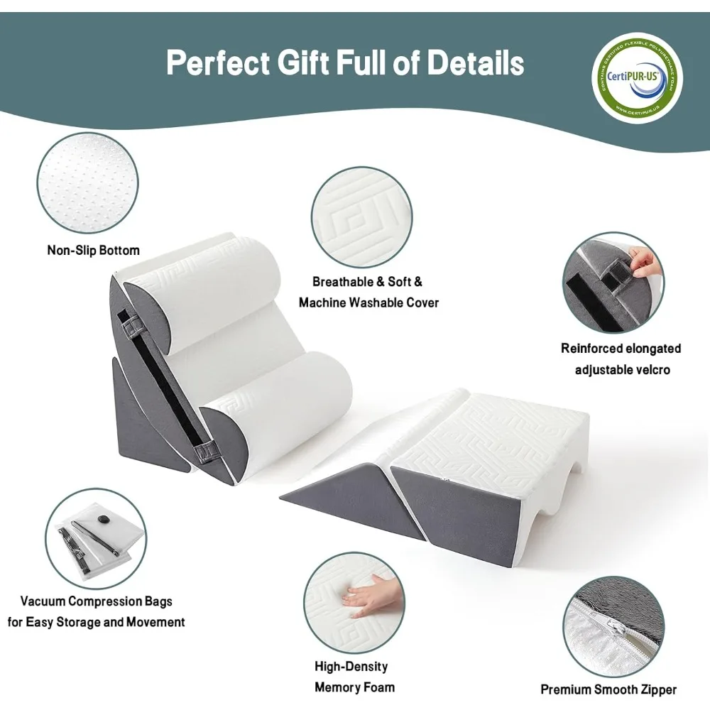 6pcs Orthopedic Bed Wedge Pillow Set for Sleeping, Post Surgery Foam for Body