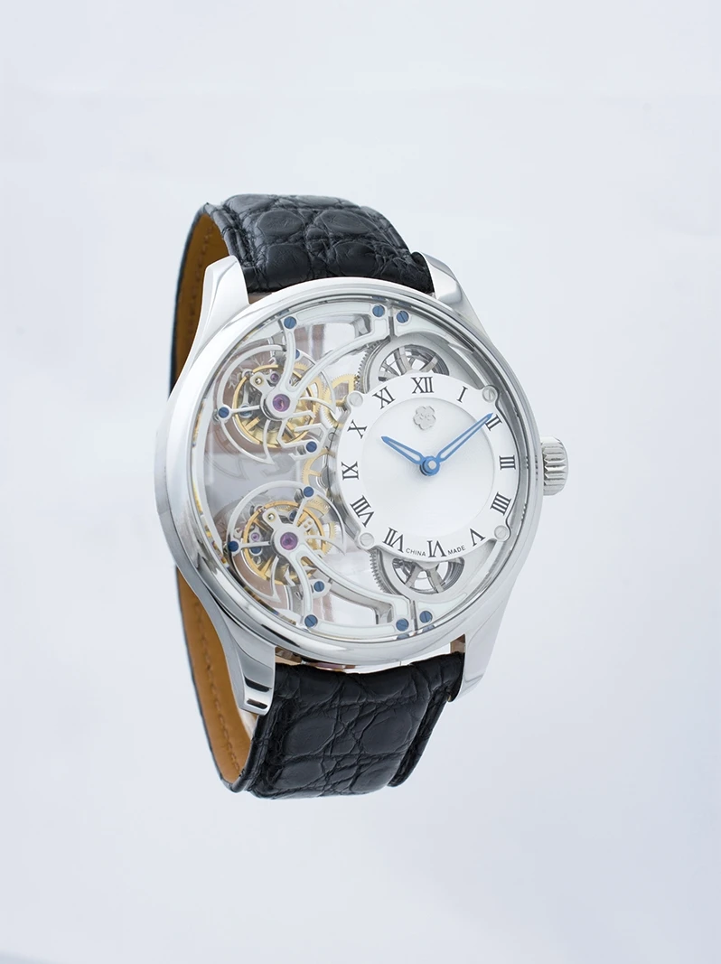 Men's Limited Edition Watch Front and Back Double Tourbillon Flying Suspension Watch Men's Luminous Mechanical Watch Steel