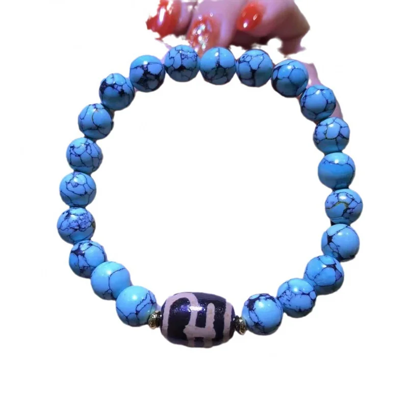 Imitation Blue Turquoise Hand-Knitted Magnesite Bracelet