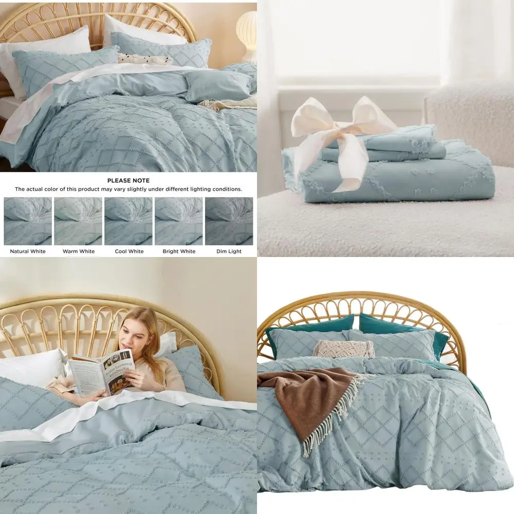 

Пододеяльник King Size в стиле бохо - пыльно-голубой, дышащий и мягкий, моющийся, для всех сезонов, включает 1 пододеяльник 104x.