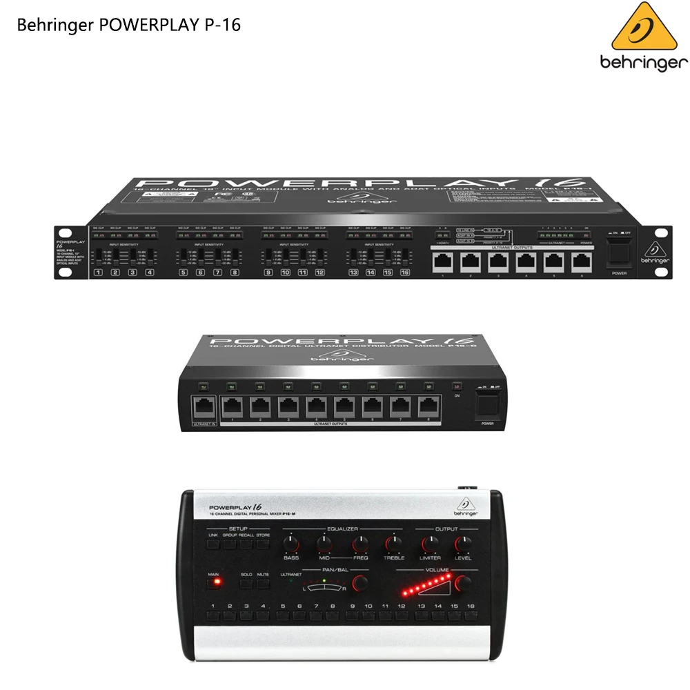 Behringer Powerplay P16-M 16-channel Digital Personal Mixer, P16-I Input Module and P16-D Distribution Module