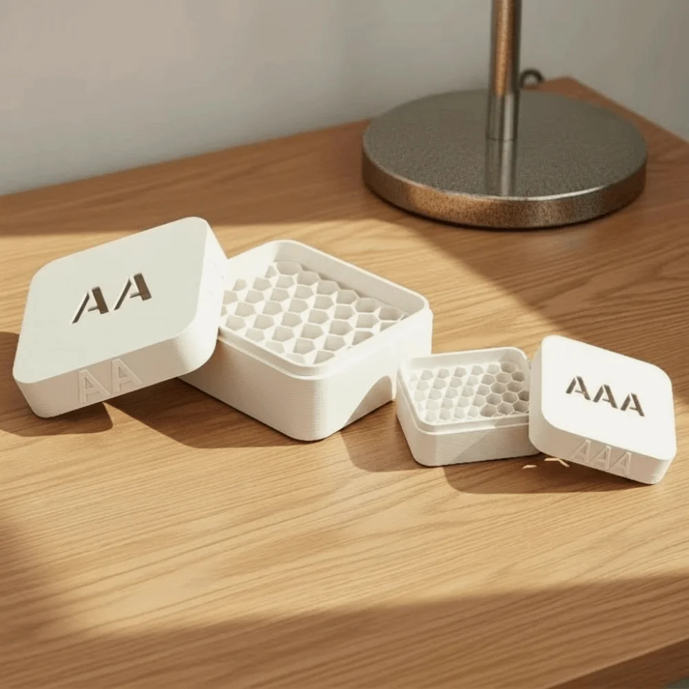 3D Printed Battery Storage Box 27 Slots Honeycomb Design Battery Storage Organizer AA/AAA Stackable Decorative Battery Holder