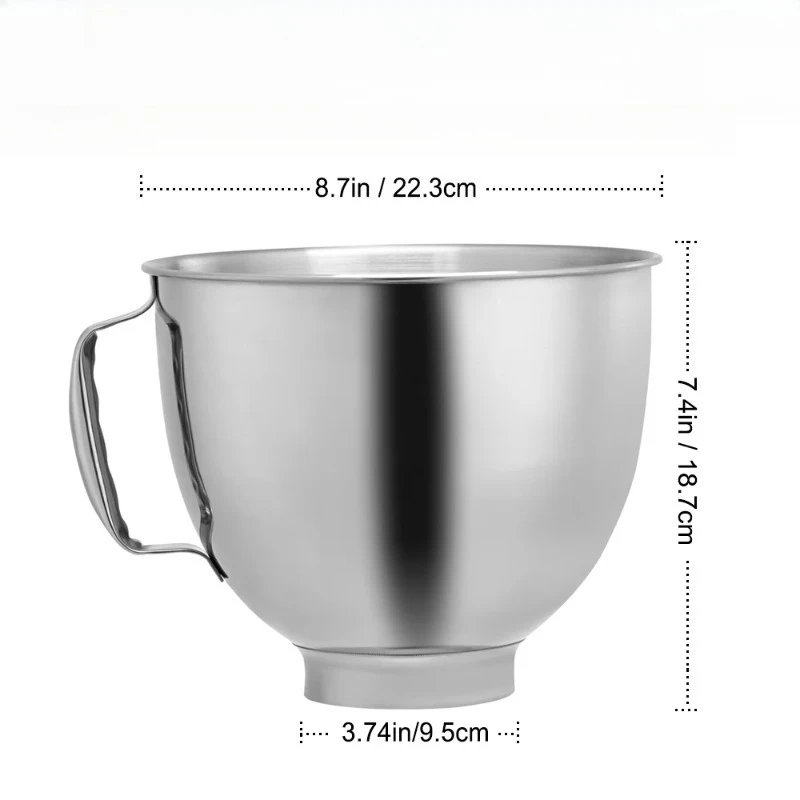 Mixer Bowl for KitchenAid Artisan&Classic Series 4.5-5 QT Tilt-Head Mixer 5 Quart Mixing Bowl with Handle