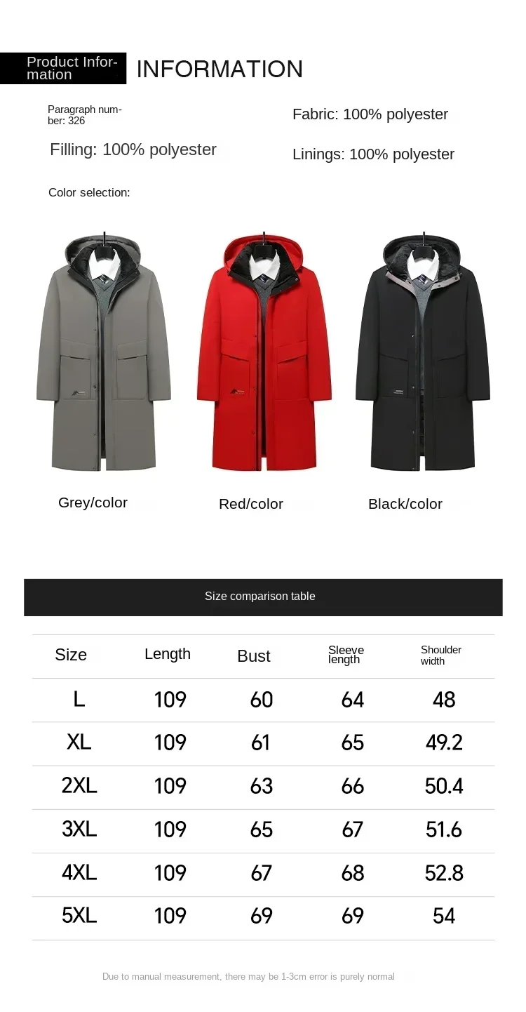 New Winter Jacket Men's Long Luxury Business Thickened Down Cotton Warm Parkas Men's Street Snow Cold-proof Hooded Padded Coat