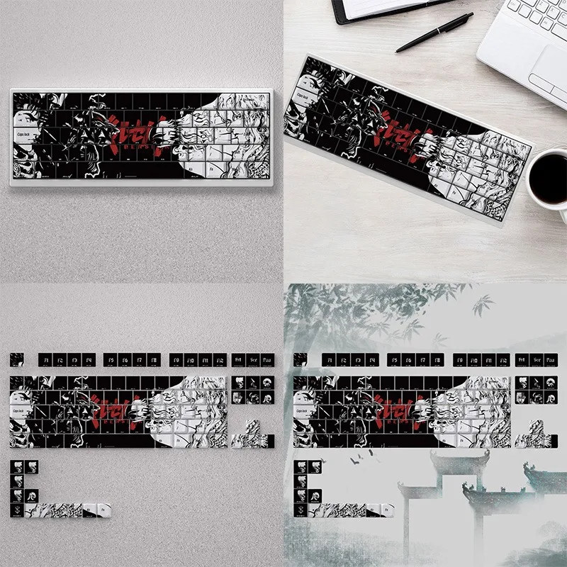 

98 Key Berserk Guts Mechanical Keyboard Keycap Side Engraved Translucent Anime Character Trend Personality Keyboard Decoration