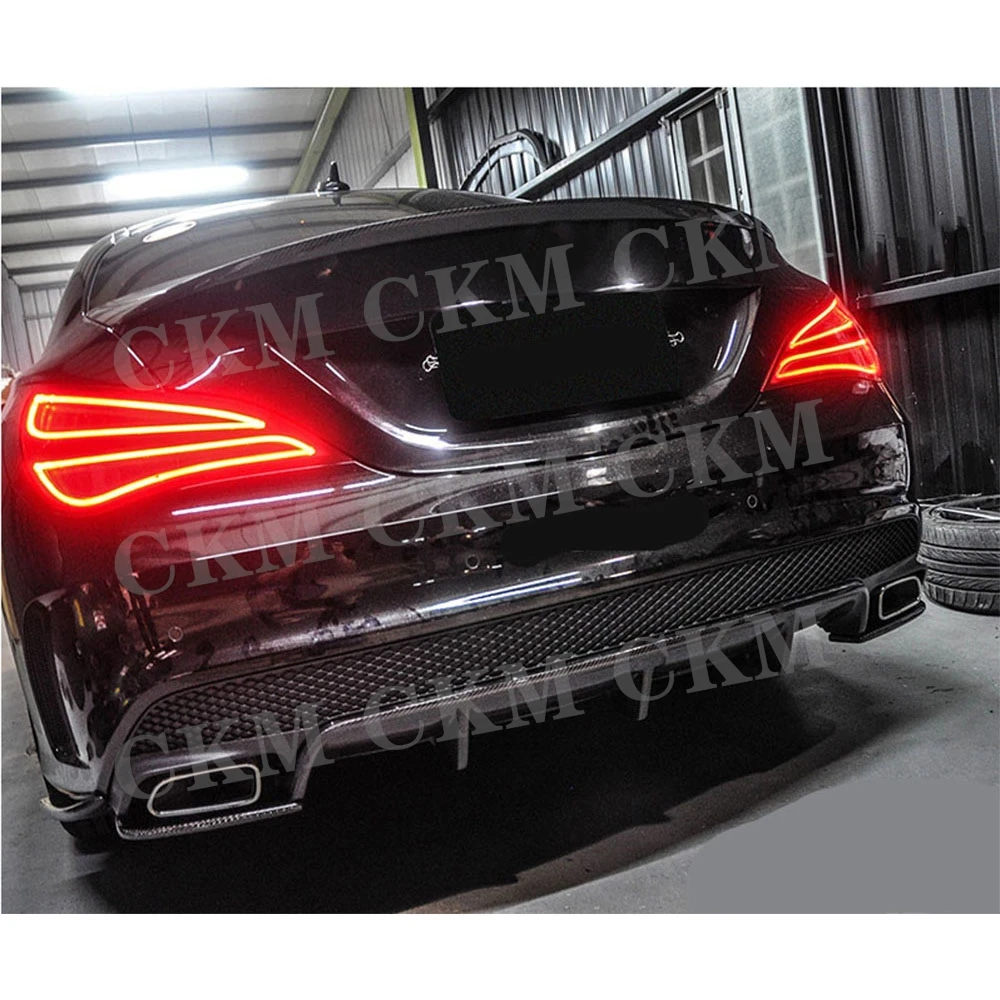 For Mercedes Benz CLA W117 CLA180 CLA200 250 CLA45 AMG Package 2013 -2018 Carbon Fiber R Style Rear Bumper Diffuser Splitters