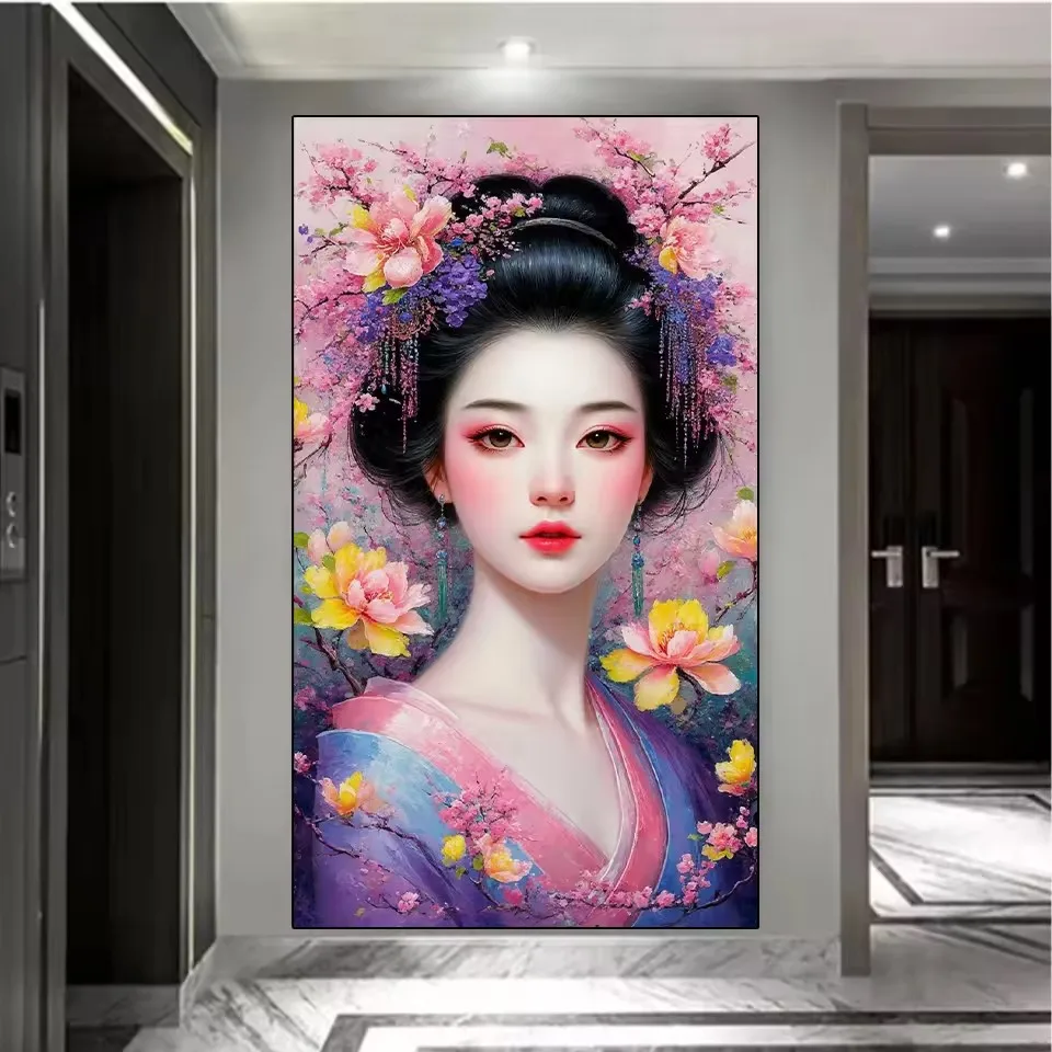 

5DDIY Diamond Set Beautiful Women's Kimono Mosaic Art Embroidery Water Diamond Picture Home Decoration 2025 New Series