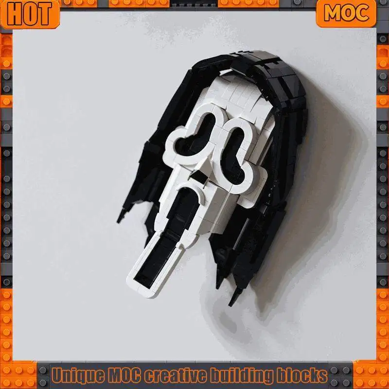 542PCS MOC Hooded Ghost Mask Model Custom Building Blocks Set Horror Phantom Face DIY Assembly Toy Halloween Display Gift Kits