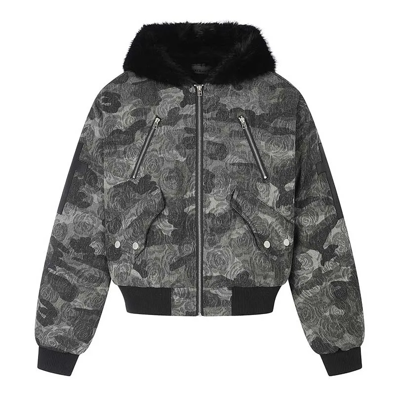Vintage Hip Hop Camouflage Printed Jackets Parka Harakuju Streetwear Casual Bubble Outwear Coats For Male