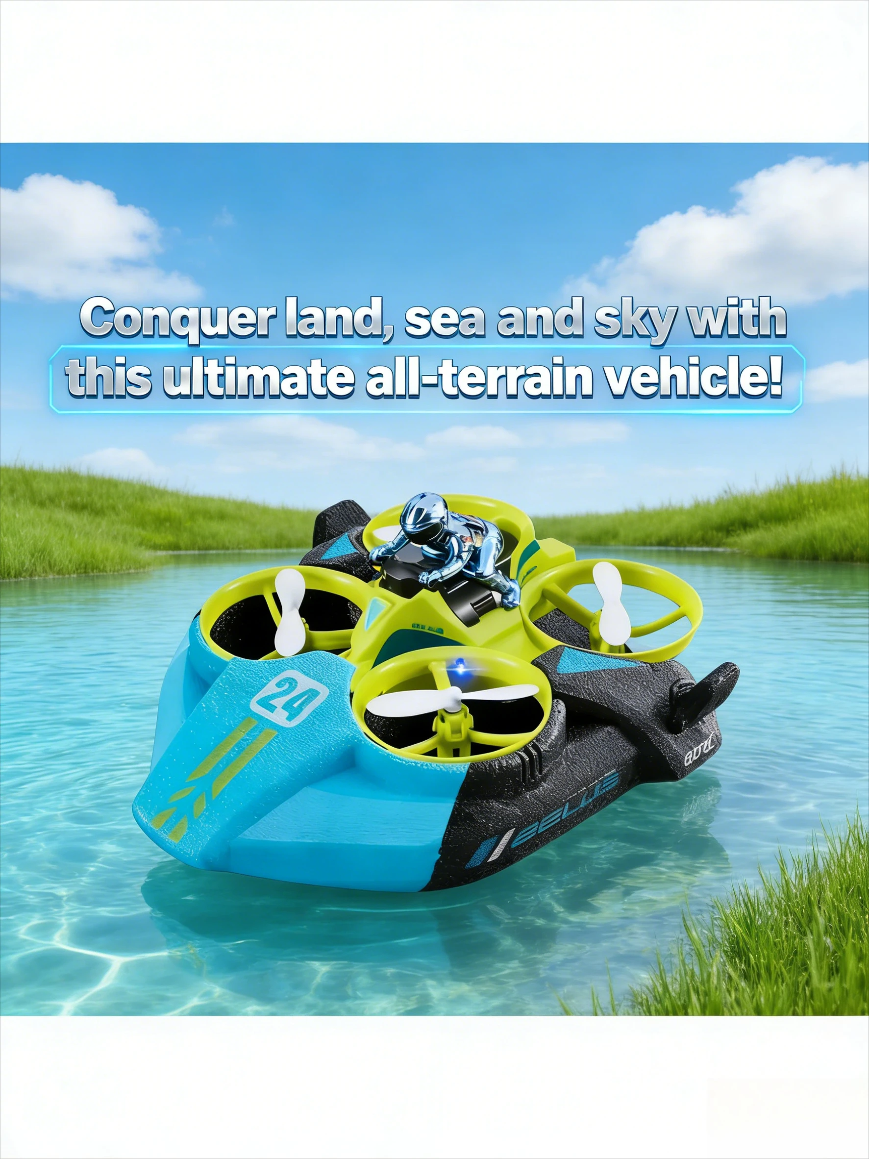 

Mini RC Drone 3-in-1 Remote Control Quadcopter Boat Helicopter 2.4G Rechargeable Portable Kids Gift Toy
