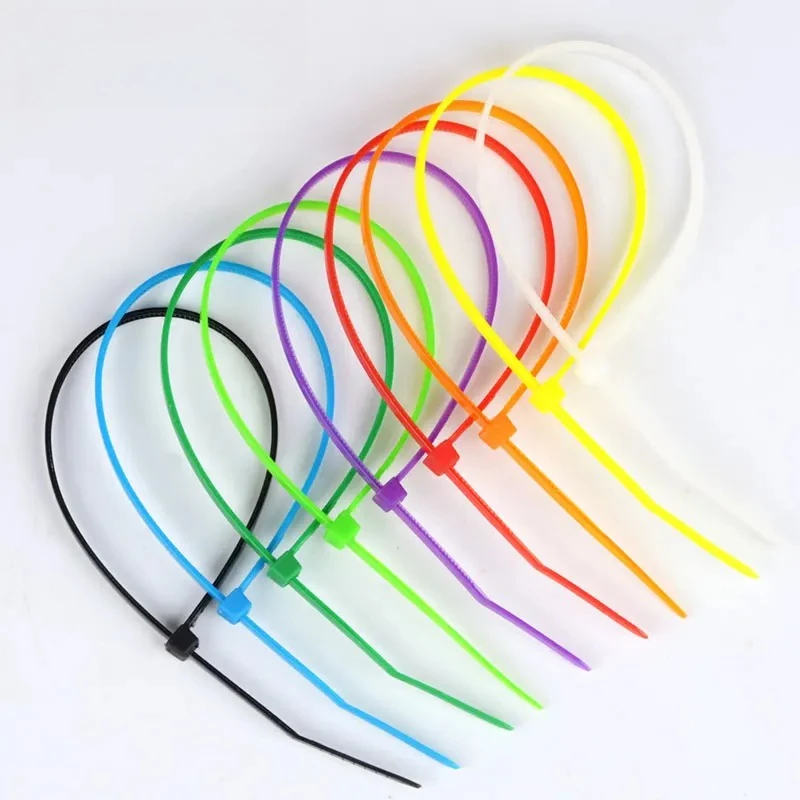 6 Color Plastic Zip Protection Yellow Blue 100Pcs 3*200mm Width 2.5mm Cable Tie Self-Locking Nylon Wire Binding Wrap Straps