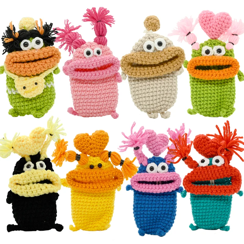 Pendant Series Crochet Unique Knitted Sausage Mouth Knitted Doll Holder Useful Keyrings With Storage Bag Cute Keychains