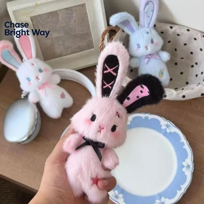 Phone Accessories Charms - 사랑스러운 털실 토끼 키링, 부드럽고 폭신하며