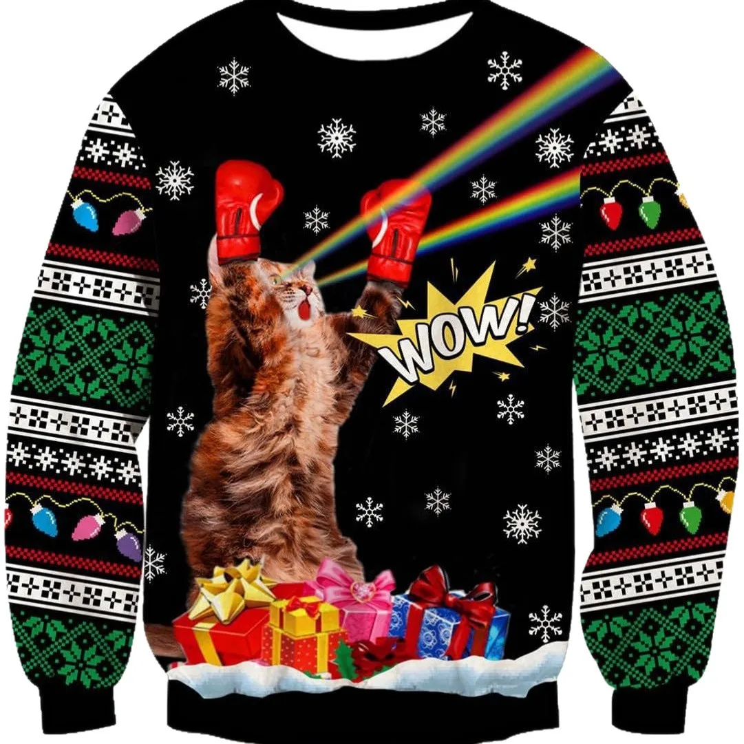 المبيعات الساخنة الحيوان الماعز الجرافيك عيد الميلاد سترة موضة الحيوانات الأليفة القط الكلب بلوزات للنساء الملابس عيد الميلاد الصبي هدية البلوفرات القمم #4