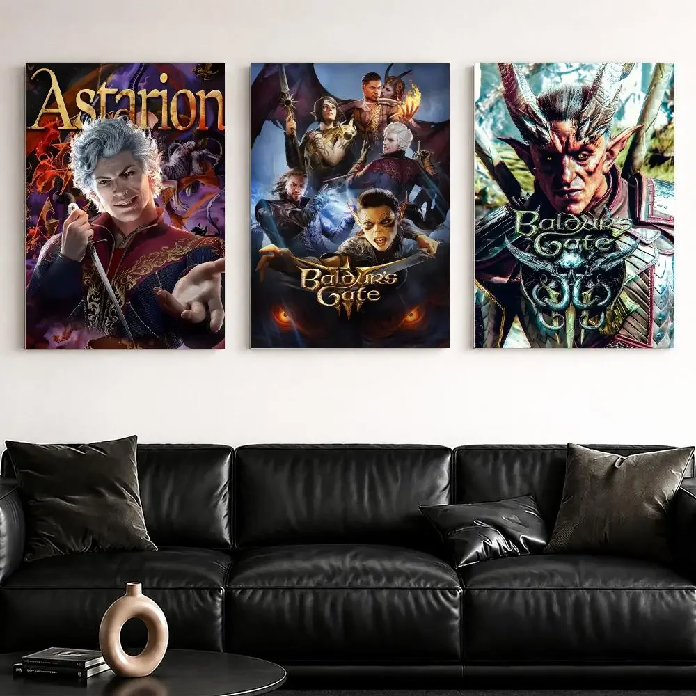 Cartoon Games B-Baldurs G-Gate Framed Wall Painting Ready to Hang Canvas Wall Art Poster for Bedroom Living Room Home Decor Gift
