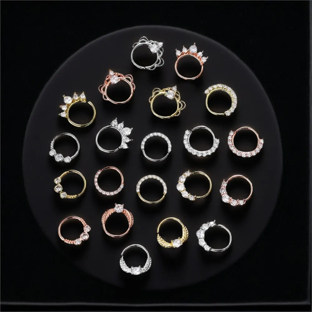 1PC Trend Piercing Nose Snug Rings for Women Punk Zircon Cartilage Daith Earrings Septum Ring Body Ear Jewelry Wholesale KAE133