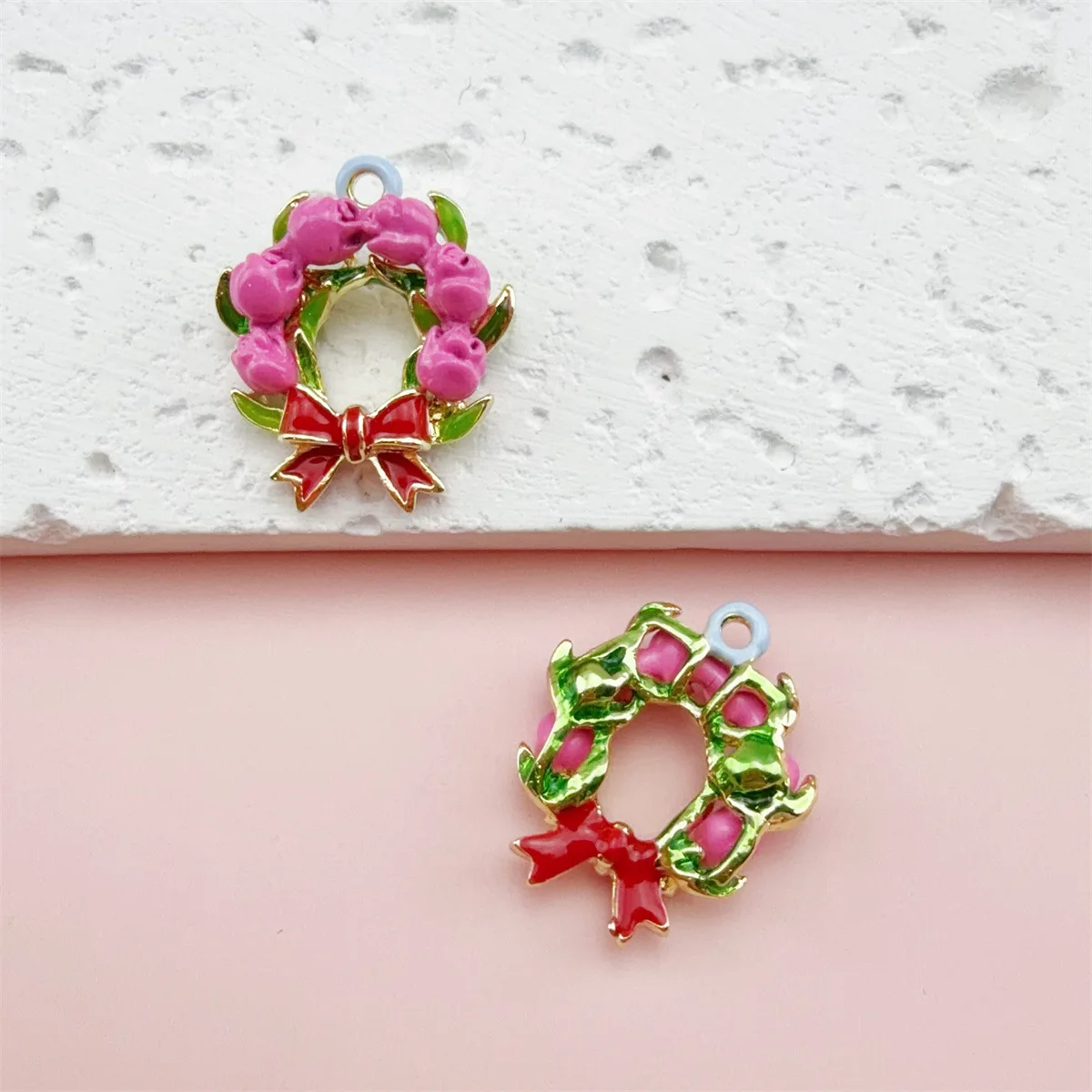 12pcs DIY Mix Alloy Oil-drop Colorful rose flower garland Pendant Jewelry Accessories Bracelet Earrings