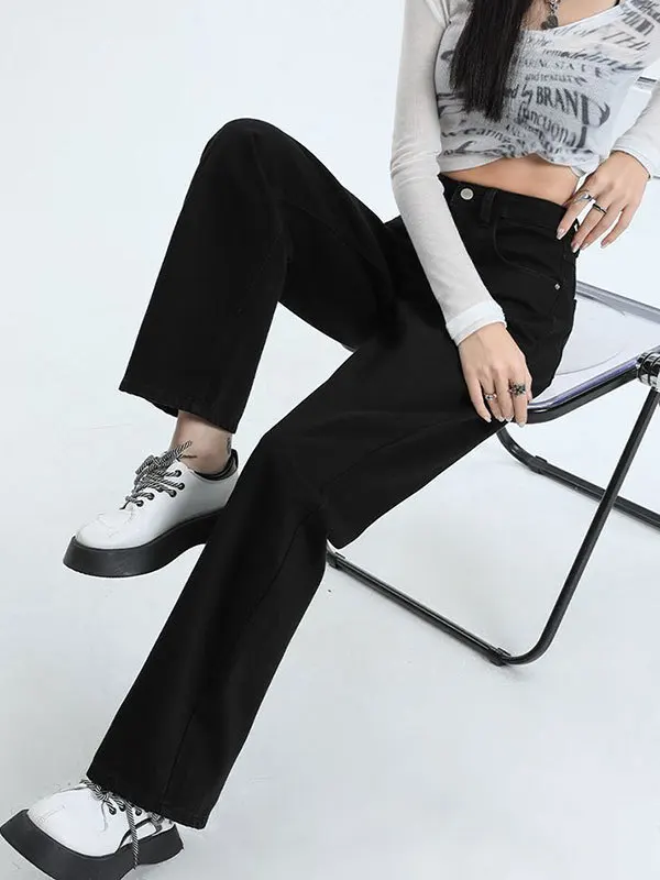 High Waist Black Straight Leg Jeans Women's Loose Small Size Slimming Versatile Slimming Drapey Wide Leg Pants Autumn 2026