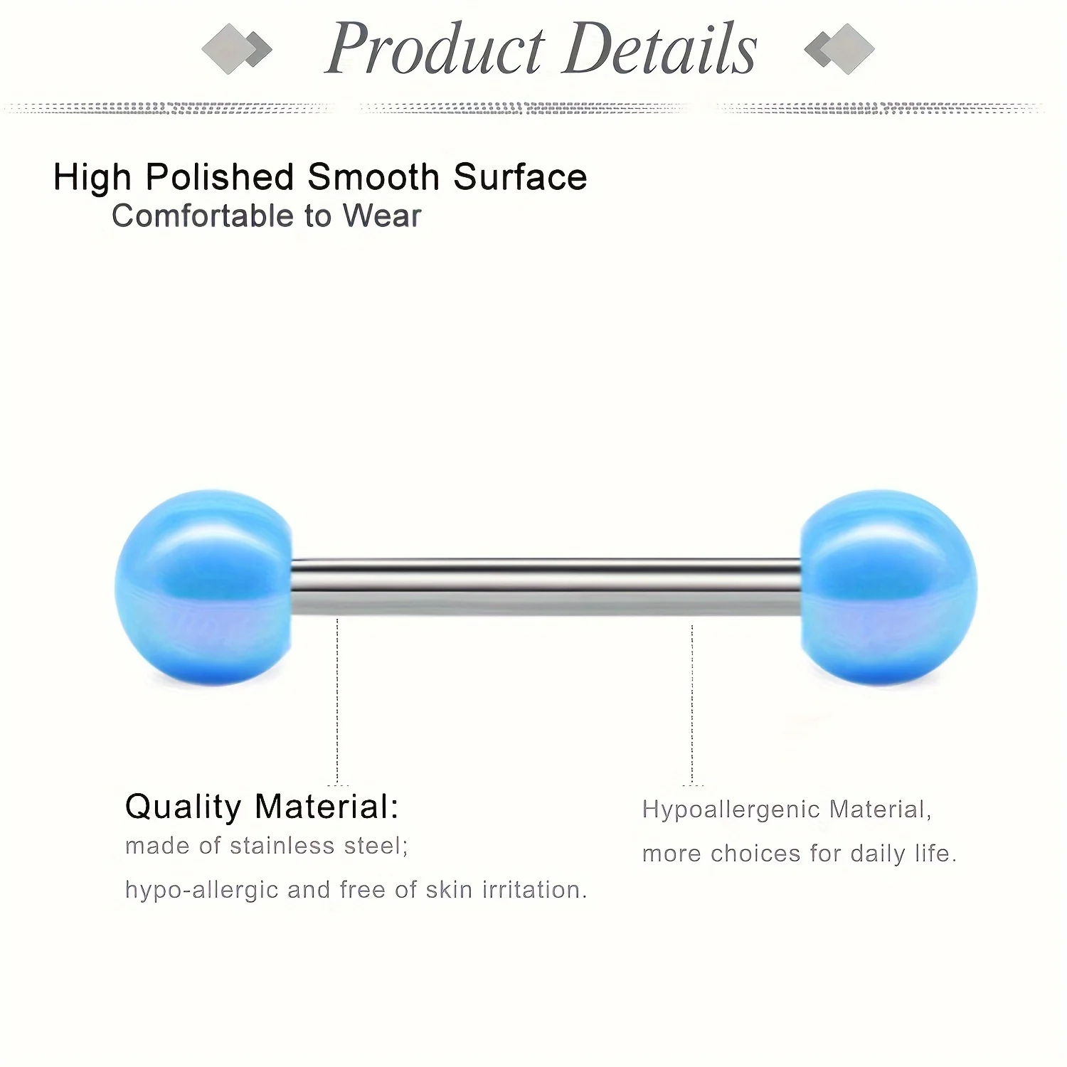 15PCS 16mm Stainless Steel Glow In The Dark Acrylic Tongue Rings, Straight Barbells Heart Moon Shape Tongue Piercing Jewelry