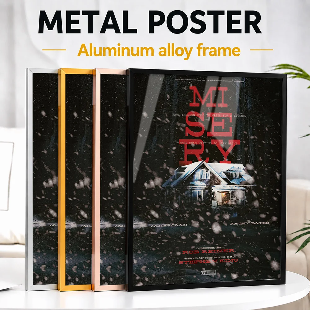 Misery Movie Metal Poster With Aluminum Alloy Frame Personalized Monochrome Wall Art For Film Screening Room, Cinema Fan Gift