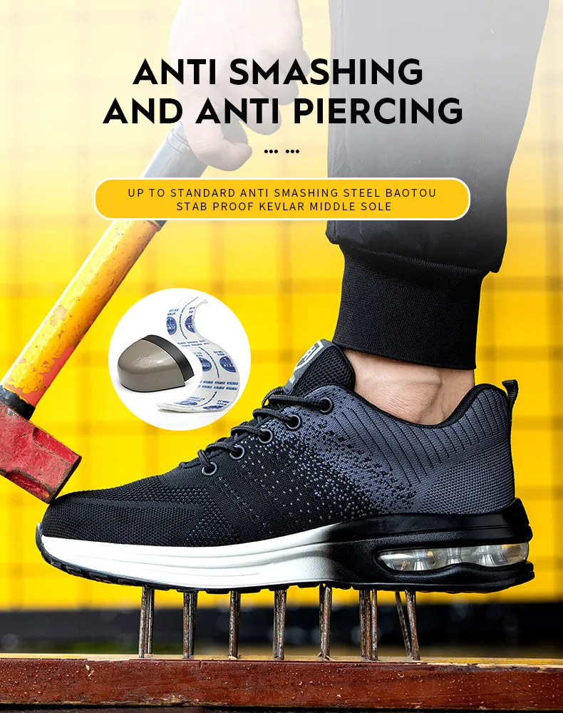 Stahl Kappe Schuhe Sicherheit Schutz Schuhe Air Kissen Arbeit Sicherheits Schuhe Männer Frauen Atmungsaktive Arbeit Sneaker Anti Smash Anti-punktion – Detail 10