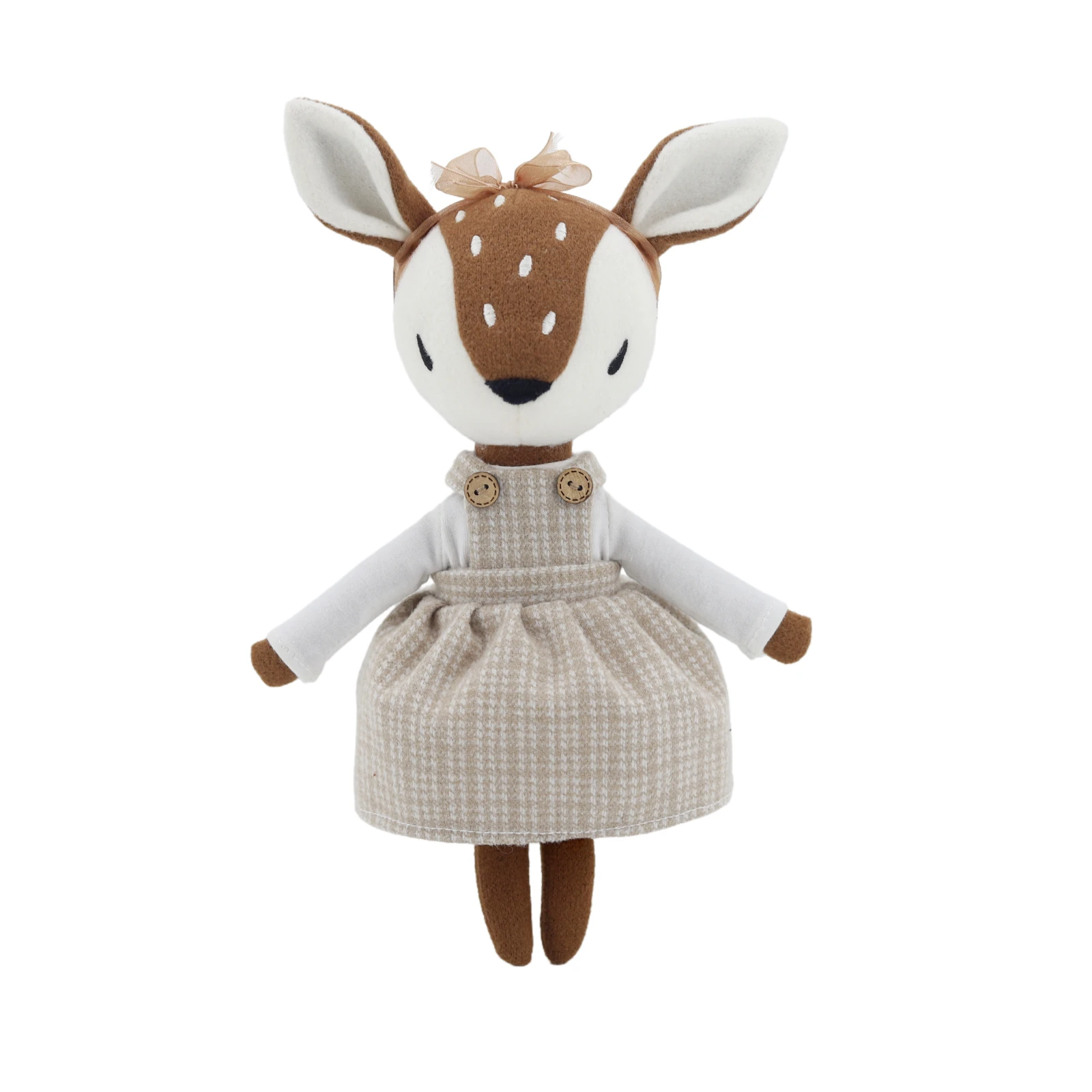 Kawaii Deer Plush Toy Cute Fawn Stuffed Animal Soft Soothing Doll Nordic Style Home Decor Perfect Birthday Gift For Girls