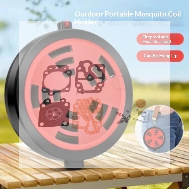 Portable Mosquito Coil Holder Rust Proof Heat Resistant Shell with Carabiner for Long Term Camping Patio Use