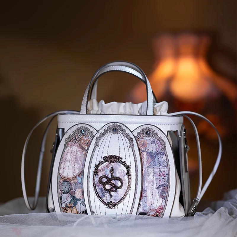 

SR Anthracene Original Snake Year Limited Edition Bundle Pocket Hollow Handbag Light Luxury Cross Shoulder Embroidered Drawstrin