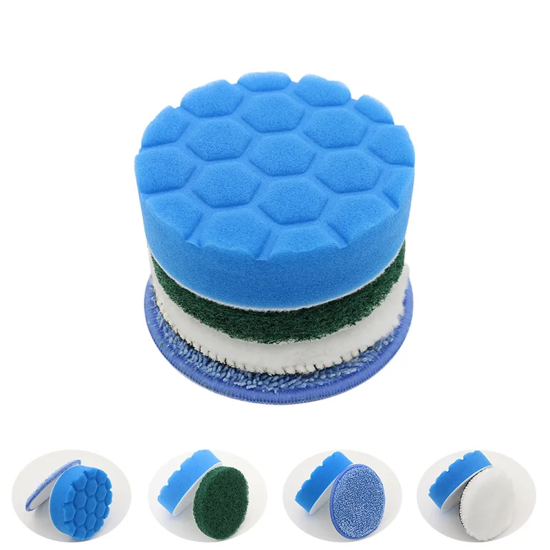 

4Pcs/ Set Car Polishing Kit Wash Sponge Polishing Disc Electric Cleaning Brush Head Accessories Detailing Car Products 4 Inches