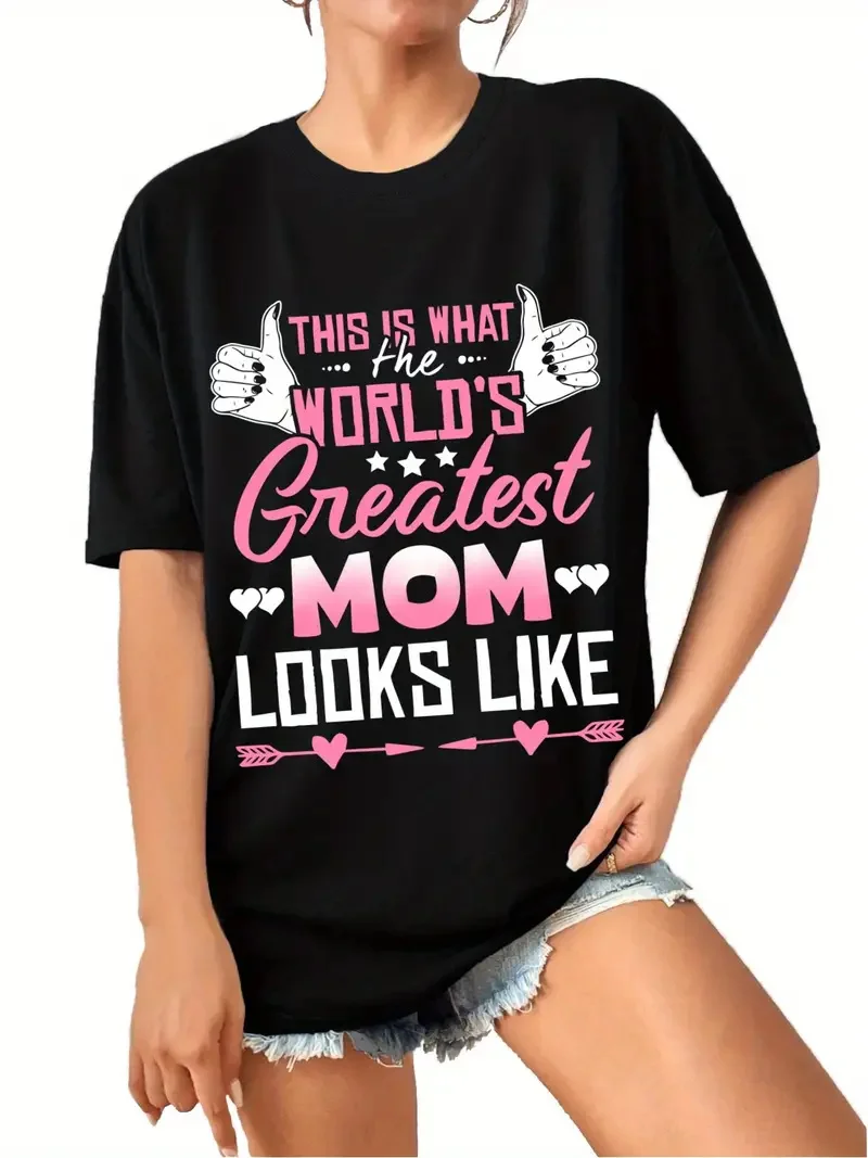 2024 New Good Moms Say Bad Words Letter Printed T-shirt Summer Casual Comfortable Round Neck Top Summer