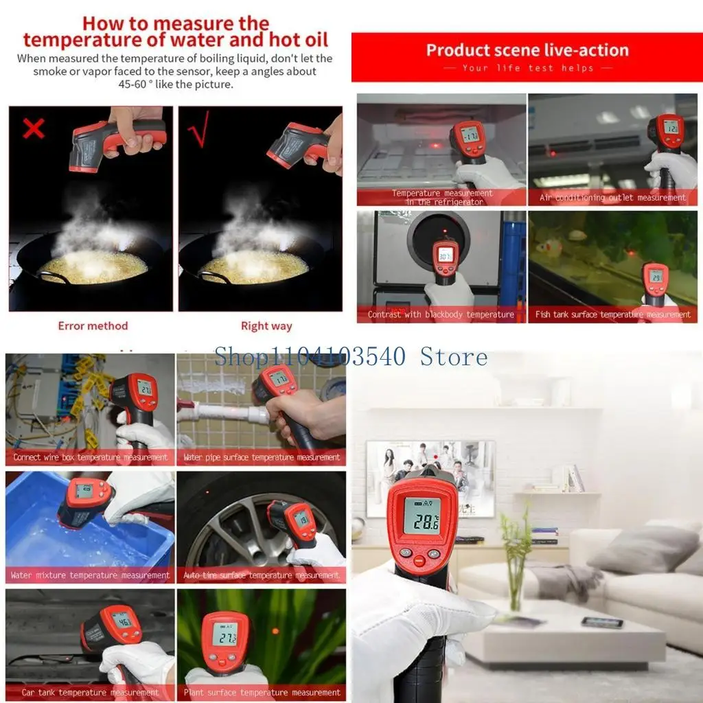02DC Handheld Temp Reader with Backlit Auto Off Digital Temperature Measurement Tool -50 to 380℃ Thermometers