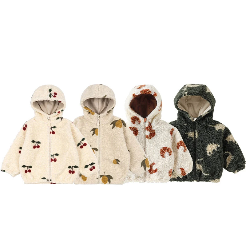 

Winter Toddler Girls Wool Jacket 2025 Velet Kids Baby Girls Outerwear Coat Casual Fleece Infant 0-3Y Girls Parkas Outdoor