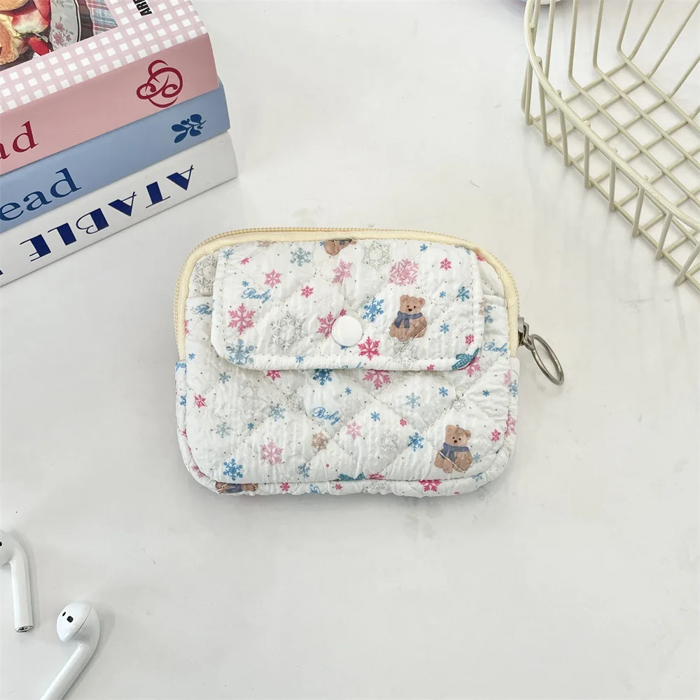 محفظة نقود معدنية مطبوعة حقيبة بطاقات منظمة صغيرة محفظة مطبوعة لطيفة للفتيات هدية للحمل اليومي