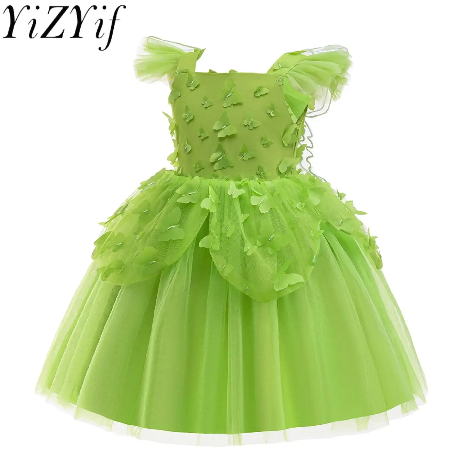 

Платье принцессы феи-эльфа, костюм-пачка с развевающимися плечами и аппликацией в виде бабочки для Хэллоуина, Рождества, косплея, вечеринки