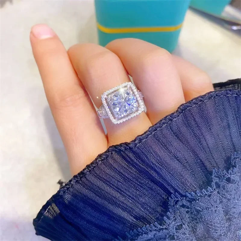 SACE الأحجار الكريمة الجديدة الفاخرة 925 فضة ريال GRA معتمد 5CT مويسانيتي خواتم مجوهرات للنساء المشاركة وعد الزفاف