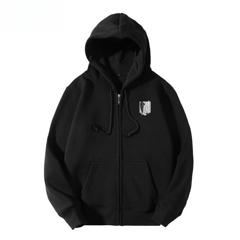 Attack on Titan Chest Logo Printed Zipper Hoodie 2025 Autumn/Winter New American Hip Hop Men's Casual Loose Sweater Top